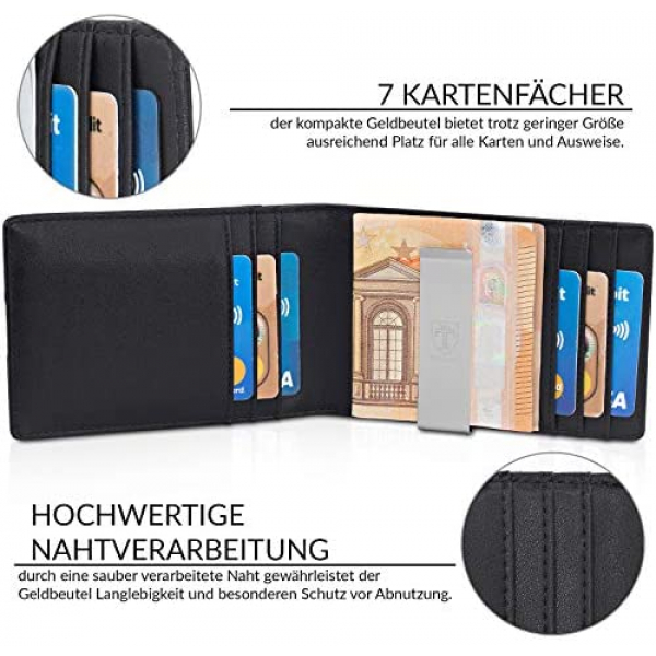 [해외] TRAVANDO 남성용 머니클립 슬림 지갑(영국직배송) Rio Slim Wallet with Money Clip RFID Blocking Wallet - Credit Card Holder - Travel Wallet - Minimalist Mini Wallet Bifold for Men with Gift Box