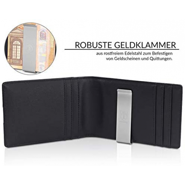 [해외] TRAVANDO 남성용 머니클립 슬림 지갑(영국직배송) Rio Slim Wallet with Money Clip RFID Blocking Wallet - Credit Card Holder - Travel Wallet - Minimalist Mini Wallet Bifold for Men with Gift Box