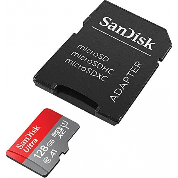 [해외] SanDisk 샌디스크 울트라 마이크로SDXC 메모리 카드(SD어뎁터 포함/영국직배송) Ultra 128 GB microSDXC Memory Card + SD Adapter with A1 App Performance Up to 100 MB/s, Class 10, U1